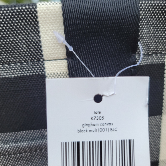 ♠️Kate Spade Gingham Large Canvas Tote Black NWT - Picture 8 of 12